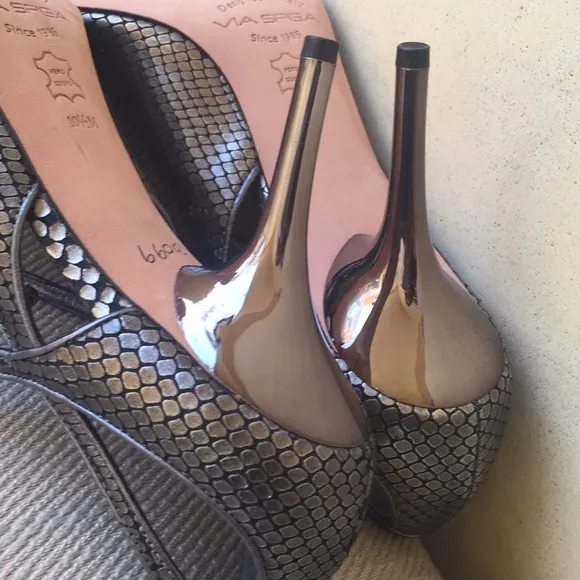 VIA SPIGA gray NEW leather shoes silver heel 10.5