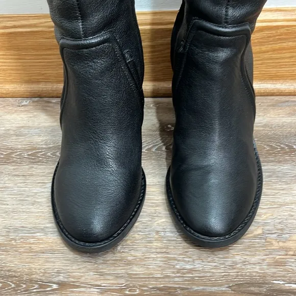 Vince Camuto Melaya Over-the-Knee Women's Boots Black Pebbled Leather Size 8.5