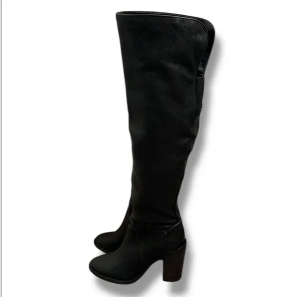 Vince Camuto Melaya Over-the-Knee Women's Boots Black Pebbled Leather Size 8.5