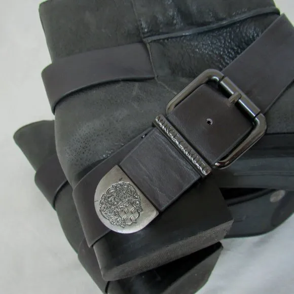 VINCE CAMUTO Moto Ankle Boots Leather Chelsea Boot in Charcoal Grey Size-10