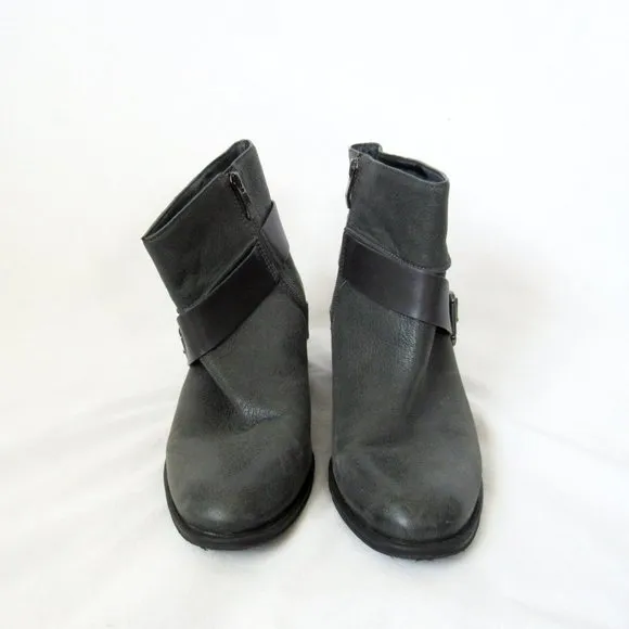 VINCE CAMUTO Moto Ankle Boots Leather Chelsea Boot in Charcoal Grey Size-10