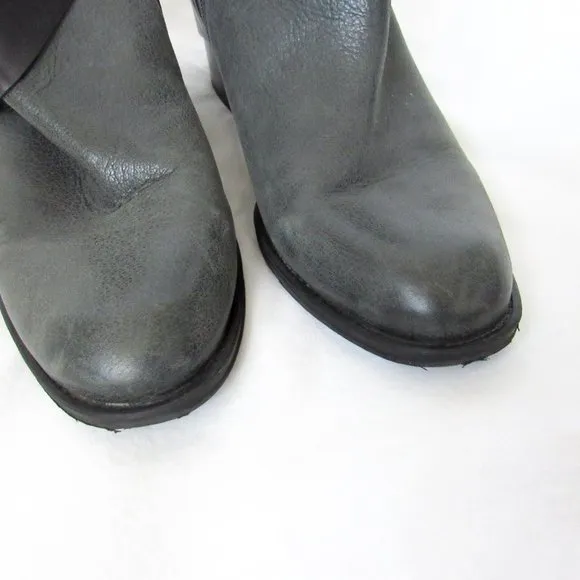 VINCE CAMUTO Moto Ankle Boots Leather Chelsea Boot in Charcoal Grey Size-10