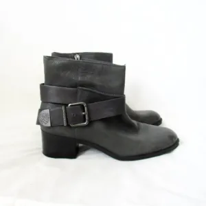 VINCE CAMUTO Moto Ankle Boots Leather Chelsea Boot in Charcoal Grey Size-10