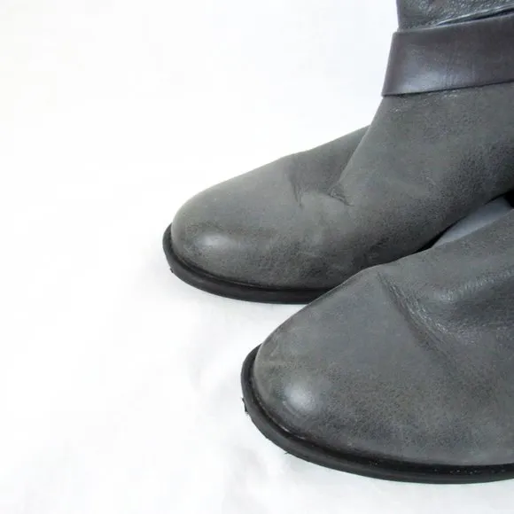VINCE CAMUTO Moto Ankle Boots Leather Chelsea Boot in Charcoal Grey Size-10