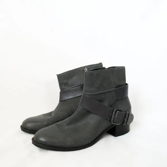 VINCE CAMUTO Moto Ankle Boots Leather Chelsea Boot in Charcoal Grey Size-10
