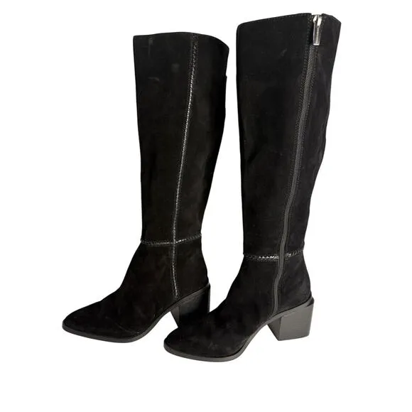 Vince Camuto Women’s 9M Calf Suede Tall Shaft Boots-Kaleeca-Black Verona NWOB