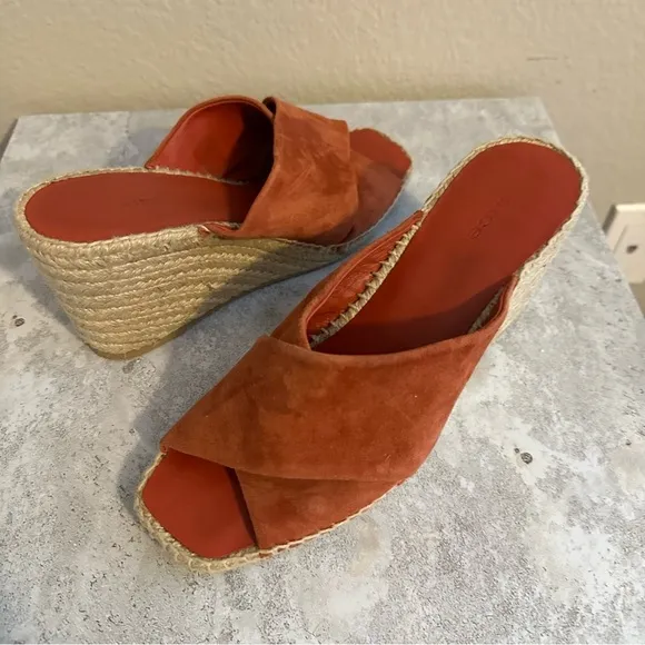 Vince Gaelan Wedge Espadrille Sandal Red Clay Sz 8.5  Retail $350