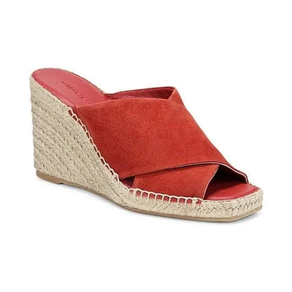 Vince Gaelan Wedge Espadrille Sandal Red Clay Sz 8.5  Retail $350
