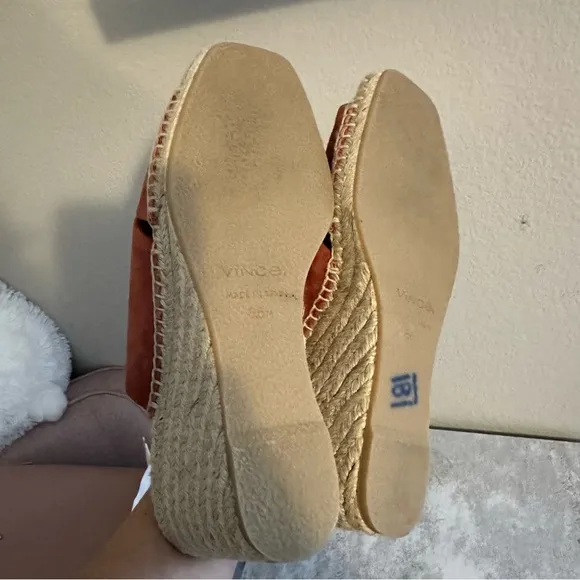 Vince Gaelan Wedge Espadrille Sandal Red Clay Sz 8.5  Retail $350