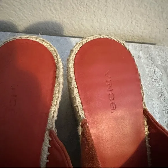 Vince Gaelan Wedge Espadrille Sandal Red Clay Sz 8.5  Retail $350