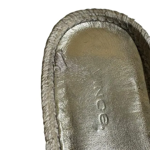 Vince Jesse Platform Gold Leather Espadrilles Sandals Slides Women’s Size 8.5M