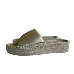 Vince Jesse Platform Gold Leather Espadrilles Sandals Slides Women’s Size 8.5M