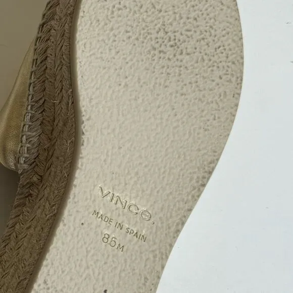 Vince Jesse Platform Gold Leather Espadrilles Sandals Slides Women’s Size 8.5M