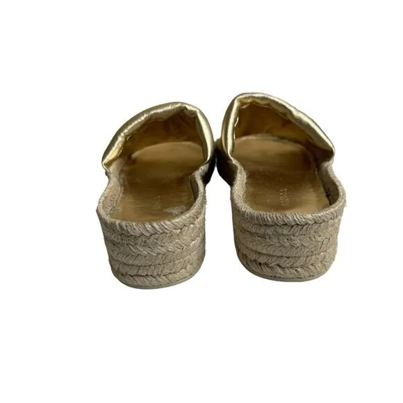 Vince Jesse Platform Gold Leather Espadrilles Sandals Slides Women’s Size 8.5M
