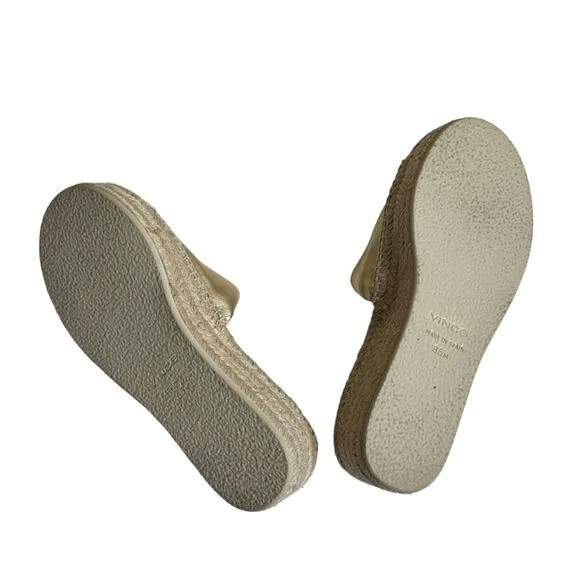 Vince Jesse Platform Gold Leather Espadrilles Sandals Slides Women’s Size 8.5M