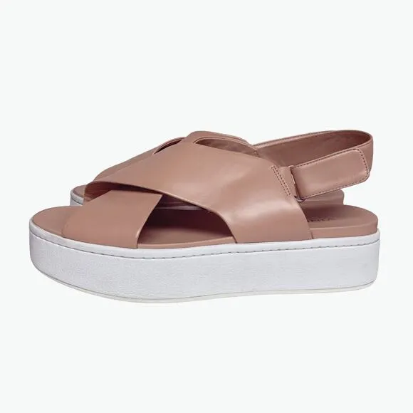 Vince Womens Size 8.5 Blush Pink Weslan Leather Platform Cross Sandals