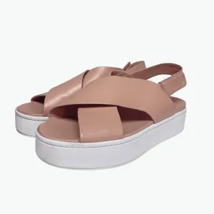 Vince Womens Size 8.5 Blush Pink Weslan Leather Platform Cross Sandals