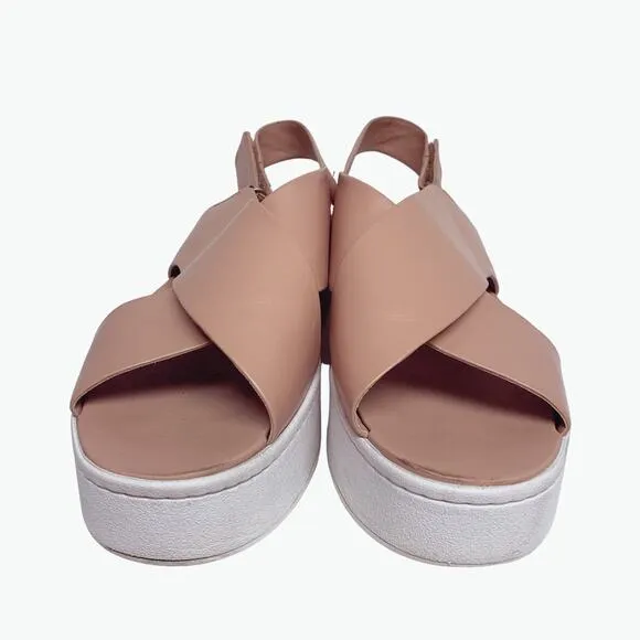Vince Womens Size 8.5 Blush Pink Weslan Leather Platform Cross Sandals