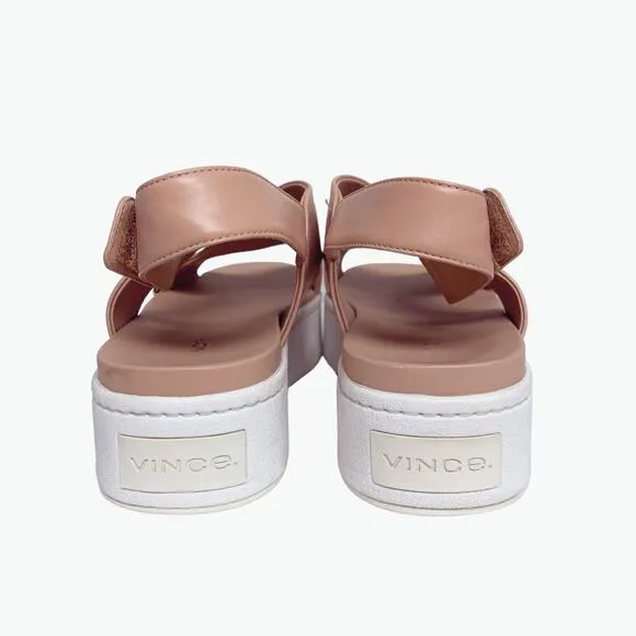 Vince Womens Size 8.5 Blush Pink Weslan Leather Platform Cross Sandals