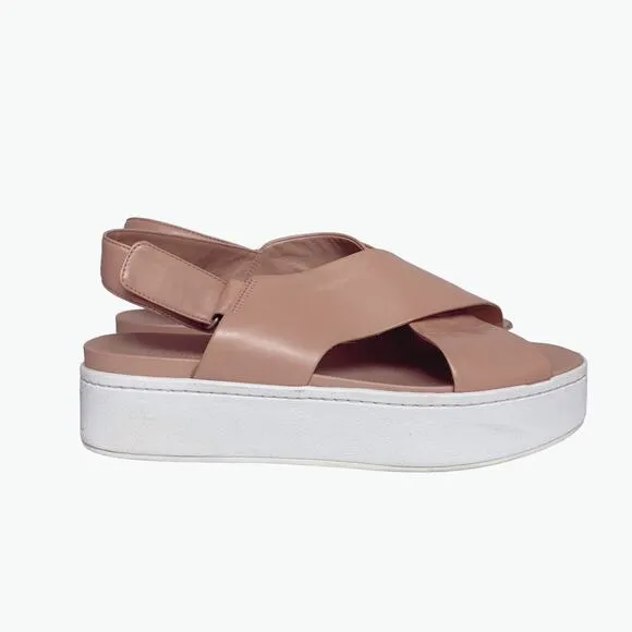 Vince Womens Size 8.5 Blush Pink Weslan Leather Platform Cross Sandals
