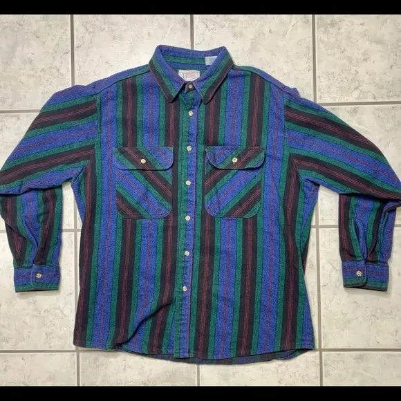 Vintage 80s 90s‎ Thick Flannel Button Up Shirt USA