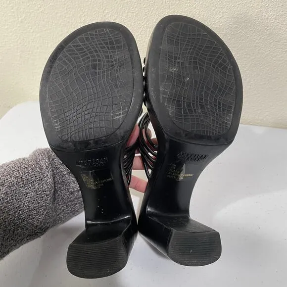 Vintage 90s Y2k American Eagle Black Chunky Platform Heel Slide Sandals Indie 7