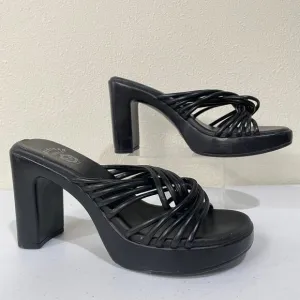 Vintage 90s Y2k American Eagle Black Chunky Platform Heel Slide Sandals Indie 7