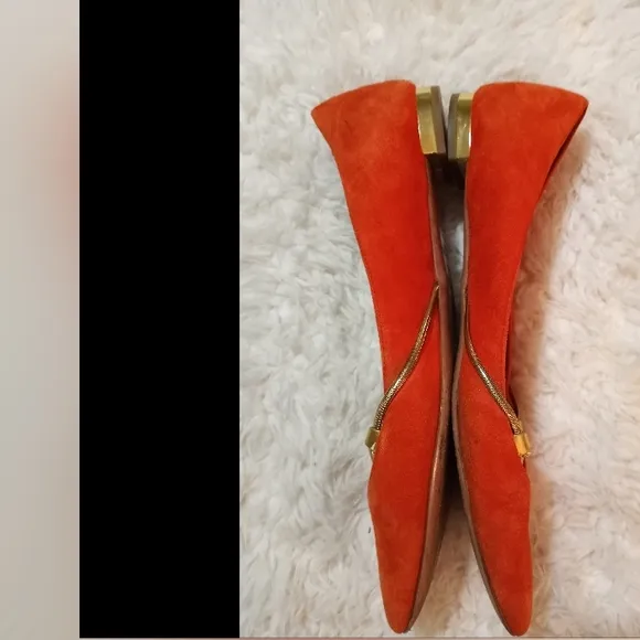 Vintage Aquazzura Firenze Italian Leather Classic Gold Chain Suede Girly Flats