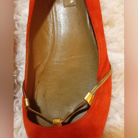 Vintage Aquazzura Firenze Italian Leather Classic Gold Chain Suede Girly Flats