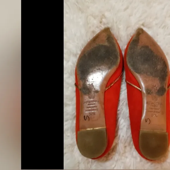 Vintage Aquazzura Firenze Italian Leather Classic Gold Chain Suede Girly Flats