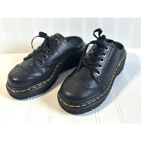 vintage black Dr Martens 9936 chunky oxford mules shoes england UK 4 US Womens 6