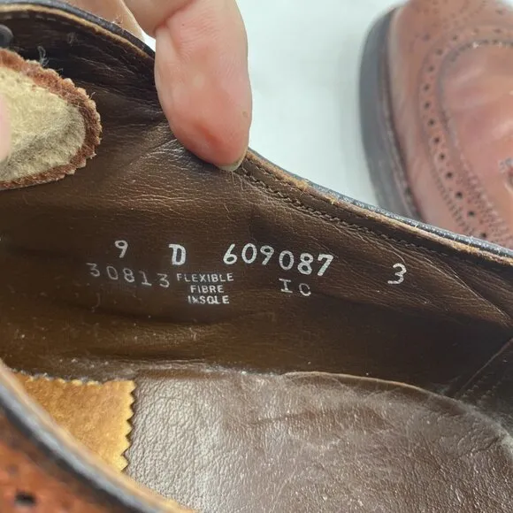 Vintage Florsheim Mens Shoes Sz 9M Royal Imperial V-Cleat Brown Leather 609087