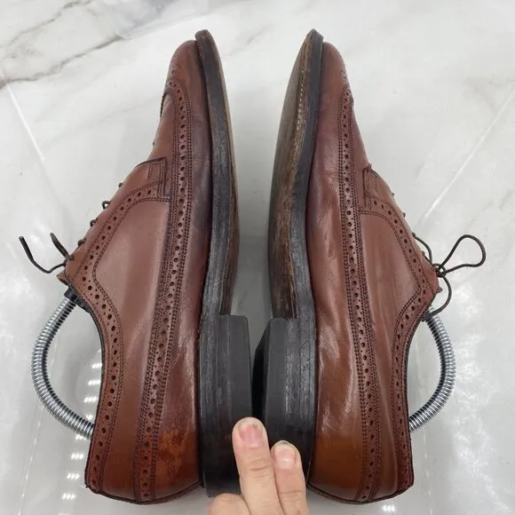 Vintage Florsheim Mens Shoes Sz 9M Royal Imperial V-Cleat Brown Leather 609087