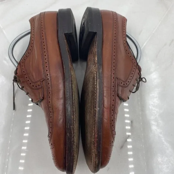 Vintage Florsheim Mens Shoes Sz 9M Royal Imperial V-Cleat Brown Leather 609087