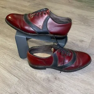 VINTAGE FootJoy Classics Red Leather / Black V-saddle golf shoes Men's 9.5D READ