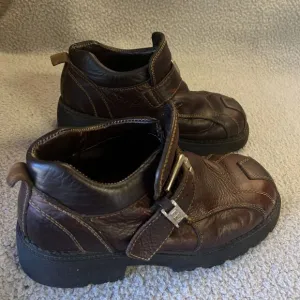 Vintage GBX Brown Chunky Leather Shoes Men 9 Buckle Platform Lug Sole Biker Punk