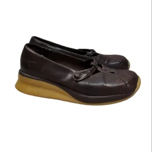 Vintage L.E.I Womens Jennefer Y2K Leather Mary Jane Wedge Clogs shoes sz 9