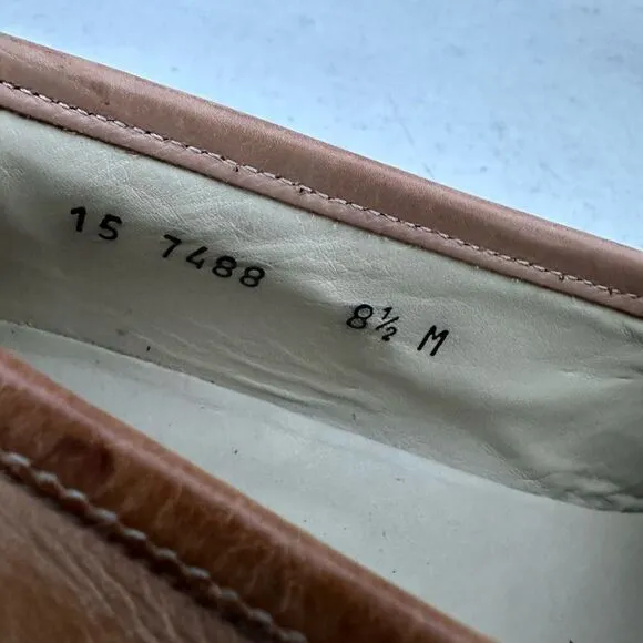 Vintage Men's Johnson &amp; Murphy Light Brown Leather Tassel Loafer Shoes 8,5M