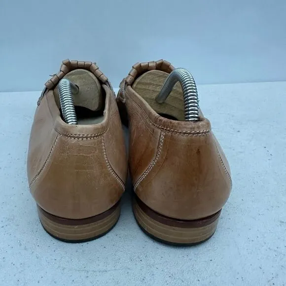Vintage Men's Johnson &amp; Murphy Light Brown Leather Tassel Loafer Shoes 8,5M