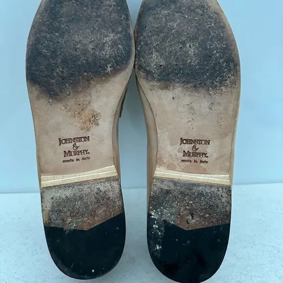 Vintage Men's Johnson &amp; Murphy Light Brown Leather Tassel Loafer Shoes 8,5M