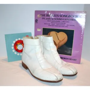 Vintage Mens Shoes White Buc Ankle Boots Disco 1970s Rock Star