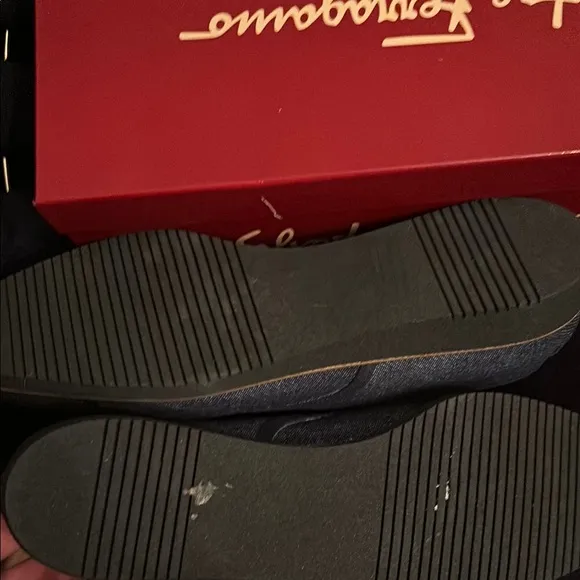 Vintage NEW Salvatore Ferragamo Black and Gold Shoes