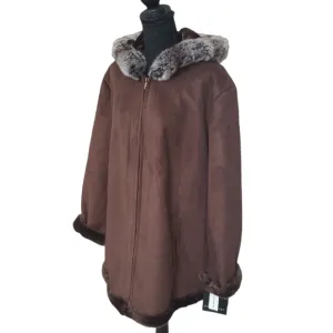 Vintage NWT Fleet Street women's hooded faux fur shearling coat 2X, new