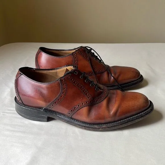 Vintage Oxford Dress Shoe Custom Quality Leather Lace Up Mahogany Brown Men 10.5