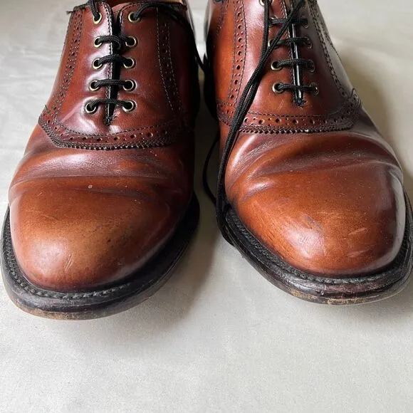 Vintage Oxford Dress Shoe Custom Quality Leather Lace Up Mahogany Brown Men 10.5