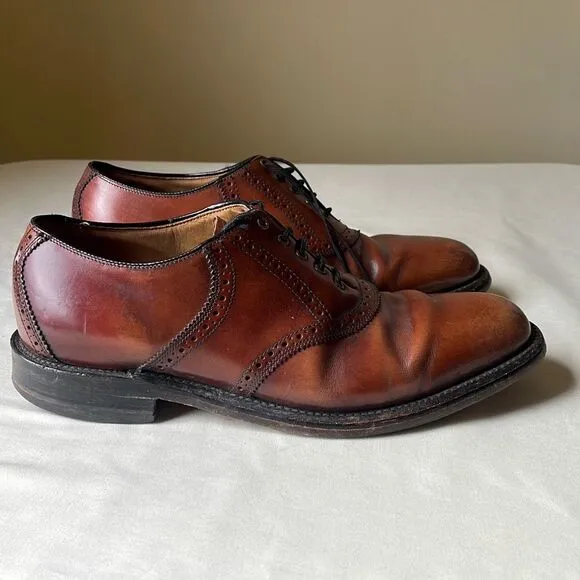 Vintage Oxford Dress Shoe Custom Quality Leather Lace Up Mahogany Brown Men 10.5