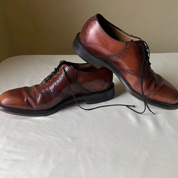 Vintage Oxford Dress Shoe Custom Quality Leather Lace Up Mahogany Brown Men 10.5
