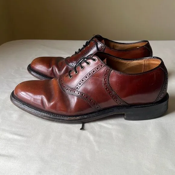 Vintage Oxford Dress Shoe Custom Quality Leather Lace Up Mahogany Brown Men 10.5