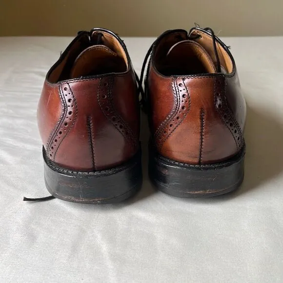 Vintage Oxford Dress Shoe Custom Quality Leather Lace Up Mahogany Brown Men 10.5