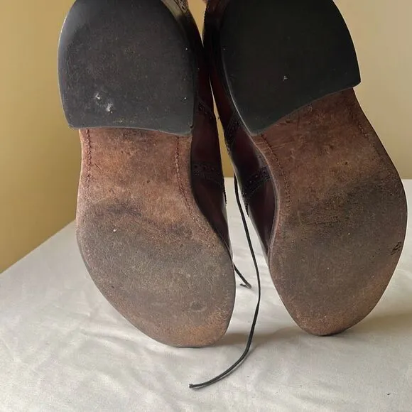 Vintage Oxford Dress Shoe Custom Quality Leather Lace Up Mahogany Brown Men 10.5